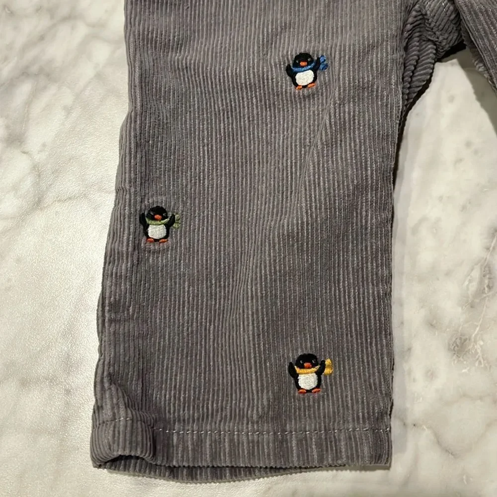 GYMBOREE BOYS SIZE 6-12 MONTHS CORDUROY PANTS WITH PENGUINS